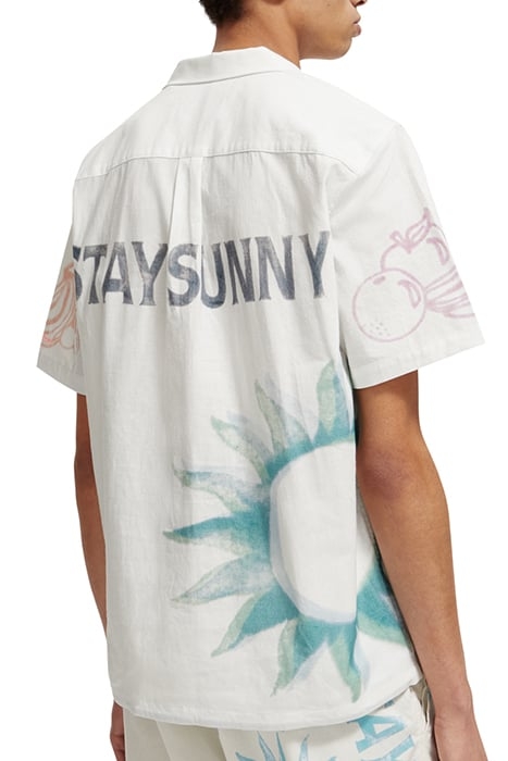 PRINTED SHORT SLEEVE SHIRT IN RAW ORGANIC COTTON STAMP PRINT 2