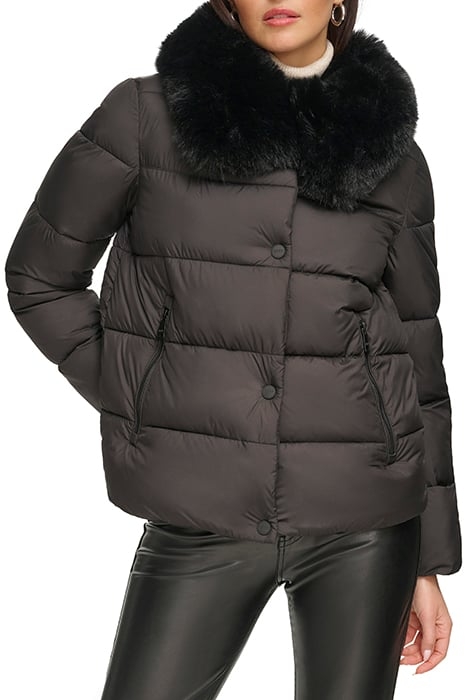 BTTNDWN W/FF COLLAR BLACK 1