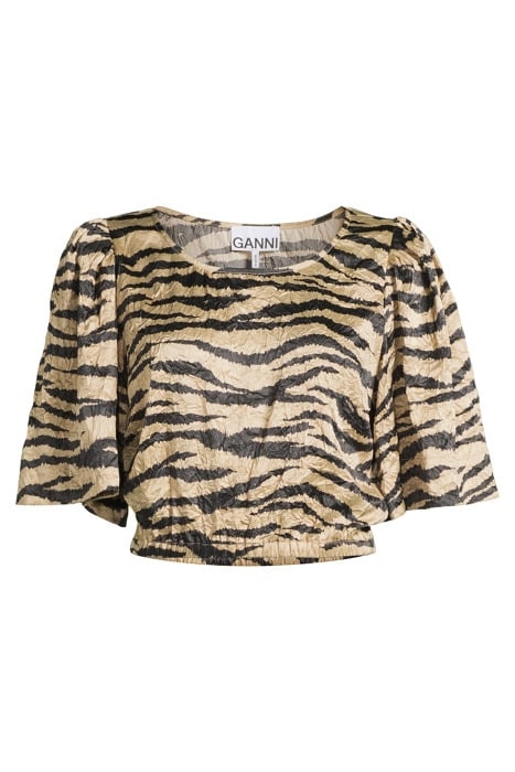 CRINKLED SATIN BLOUSE PALE KHAKI 3