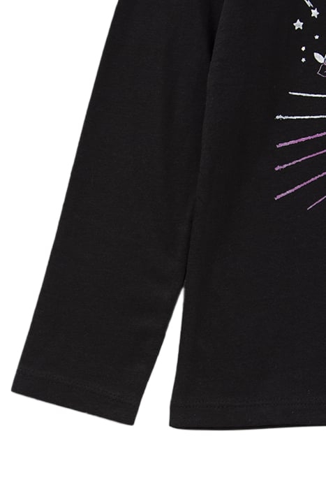 GIRLS’ BLACK ORGANIC COTTON T-SHIRT WITH ROCK IMAGES BLACK 5