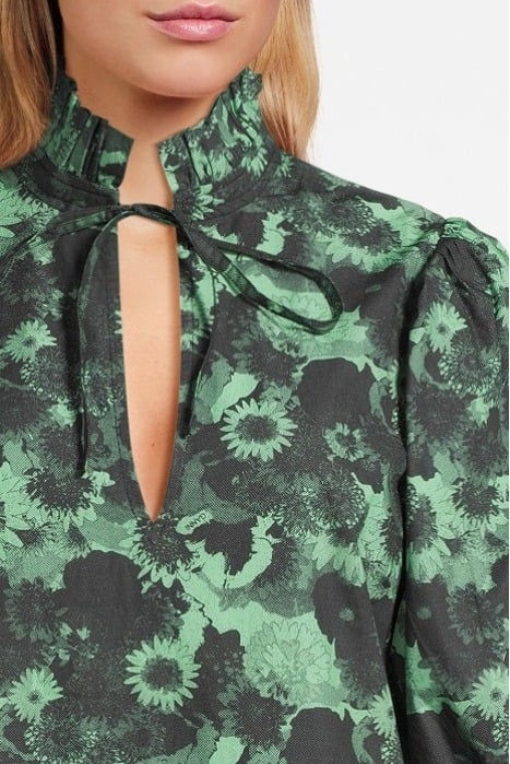 PRINTED COTTON HIGH RUFFLE COLLAR BLOUSE PEAPOD 4