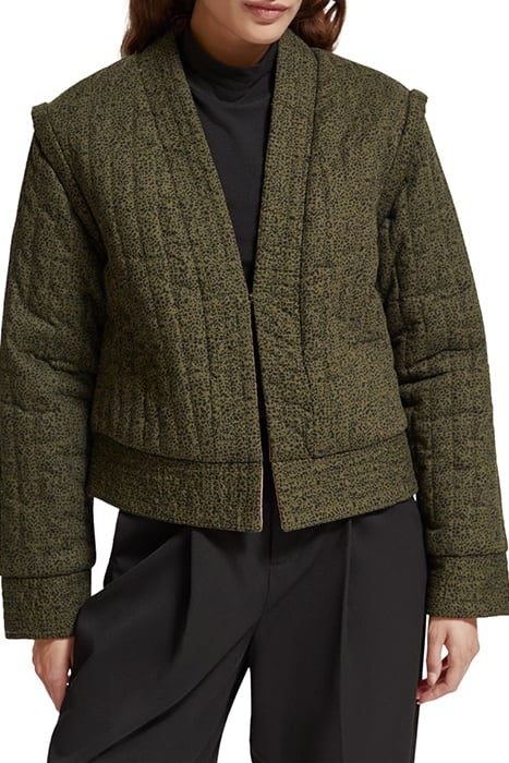 QUILTED REVERSIBLE JACKET LEOPARD SPOT GREEN 1