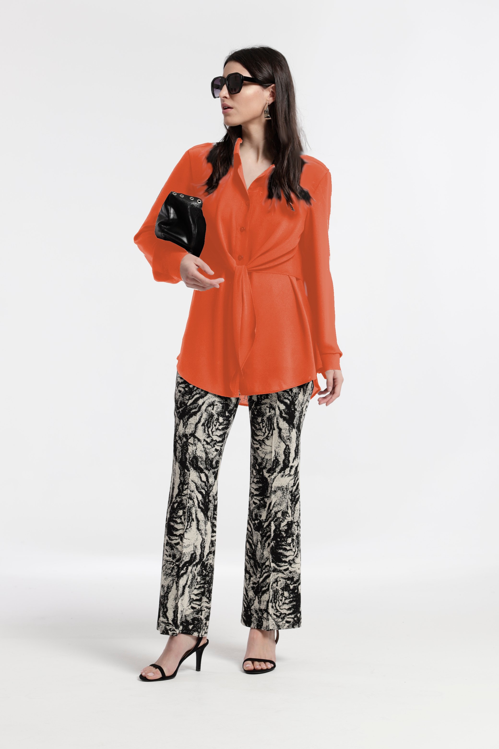 CHIFFON OVERLAY SHIRT ORANGE 1