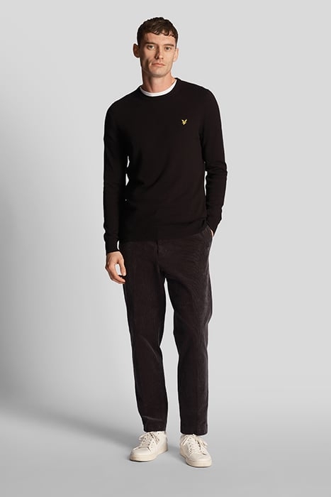 COTTON MERINO CREW JUMPER JET BLACK 3