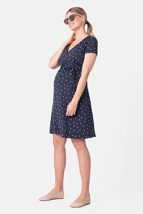 MATERNITY WRAP DRESS NAVY 1