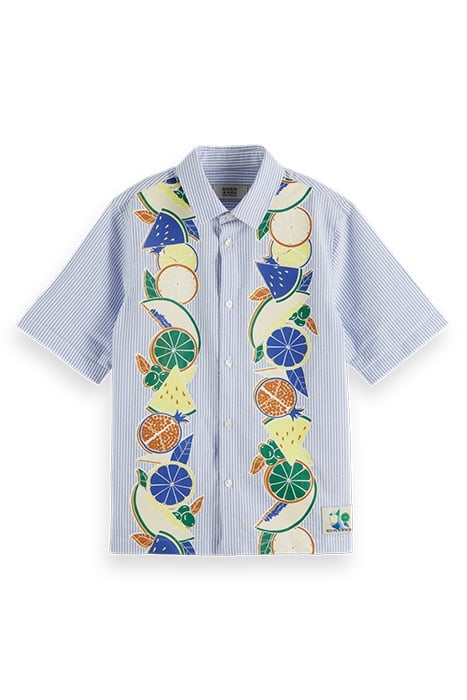 BOYS PLACED PRINT SEERSUCKER STRIPE SHORT-SLEEVED SHIRT SEER 4