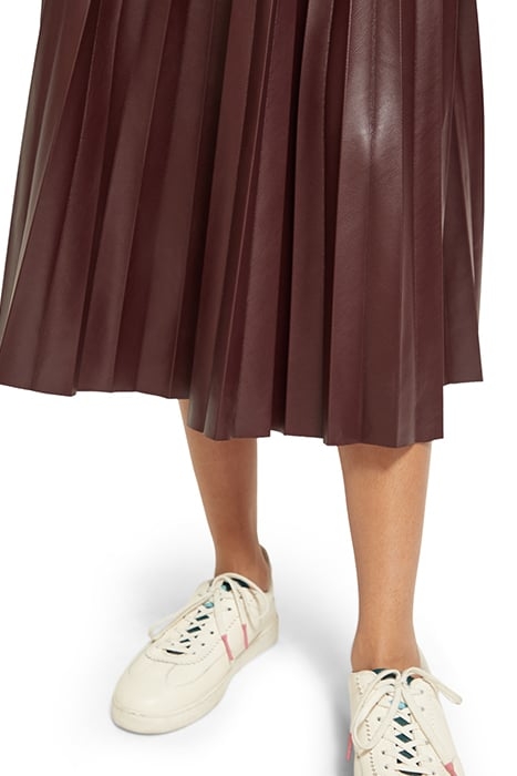 FAUX LEATHER PLEATED HIGH RISE MIDI SKIRT BORDEAUX 7
