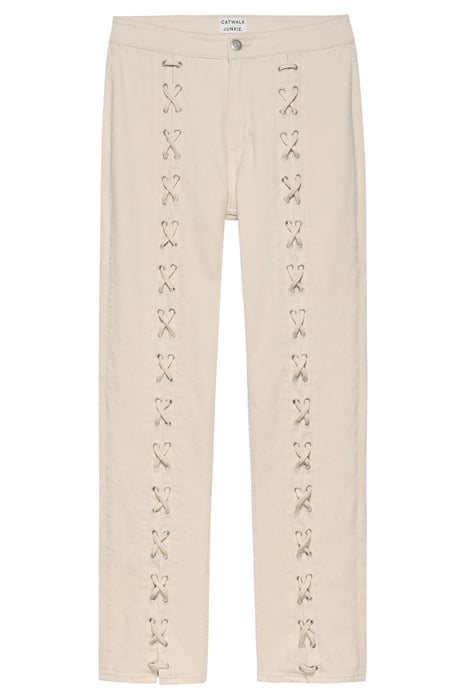 LACED SLIM FIT JEANS ECRU 1