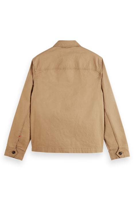 BEAD-TRIMMED TWILL WORKER JACKET TAUPE 5