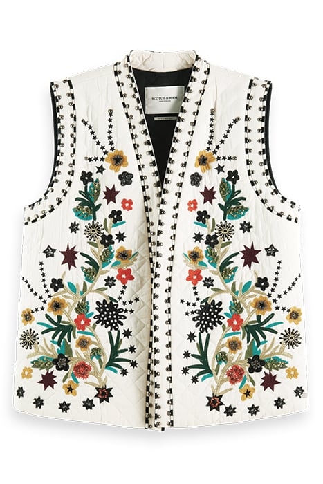 EMBROIDERED GILET ECRU 4