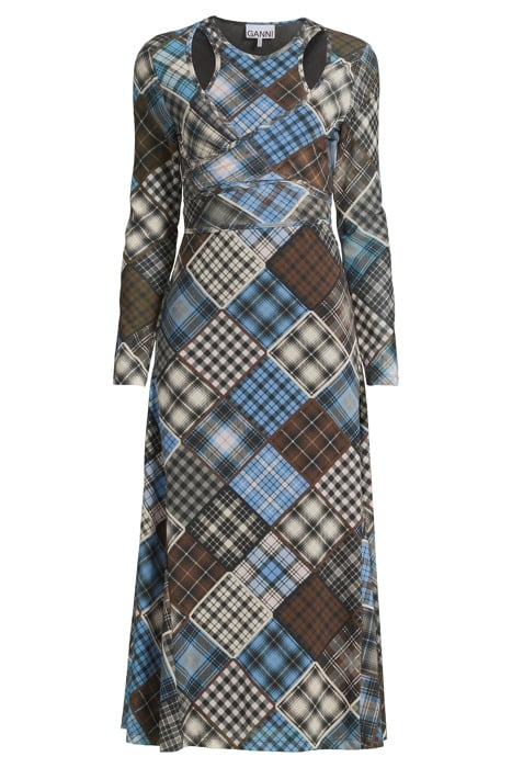 PRINTED MESH WRAP MAXI DRESS SILVER LAKE BLUE 3