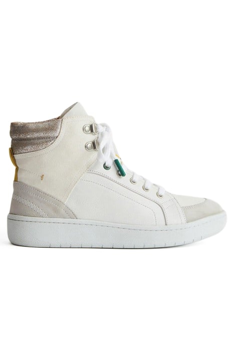LEATHER SUEDE HI TOP TRAINER WHITE 1