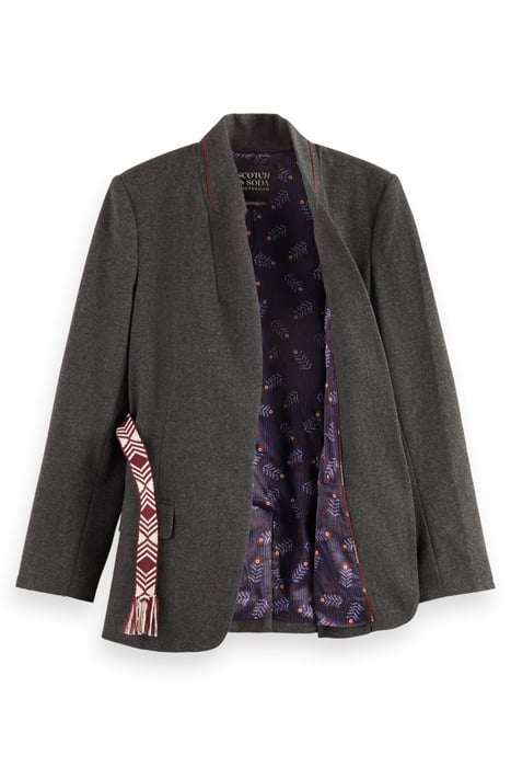 WOOL FLANNEL SINGLE BREASTED BLAZER CHARCOAL MELANGE 6