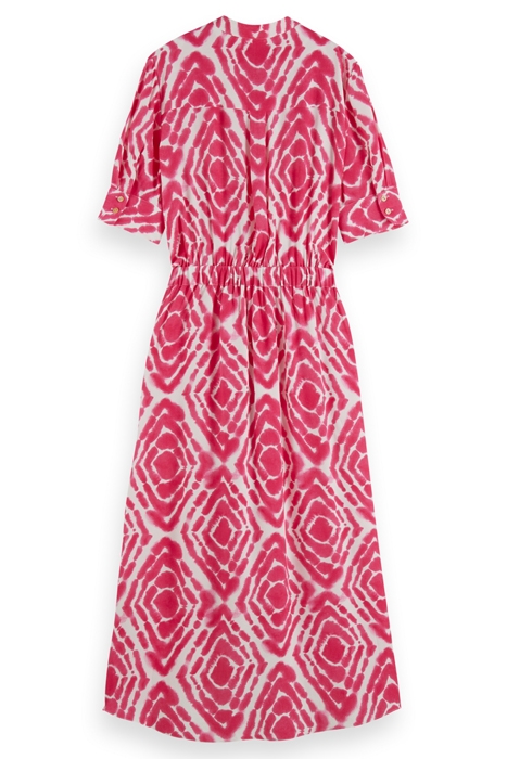 MIDI DRESS WITH HIGH LOW HEM DISCO TIE DYE POP PINK 4