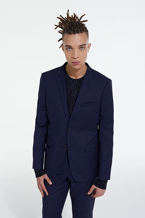 VESTE COSTUME MOTIF MICRO PIED DE POULE NAVY 1