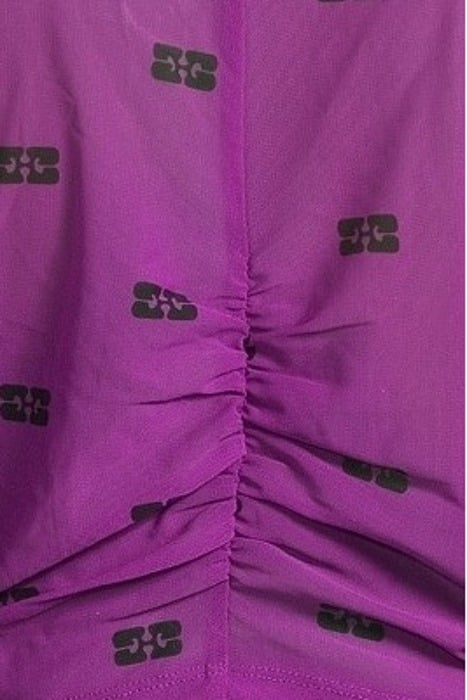 PRINTED MESH CROPPED RUCHED SHIRT SPARKLING GRAPE 5