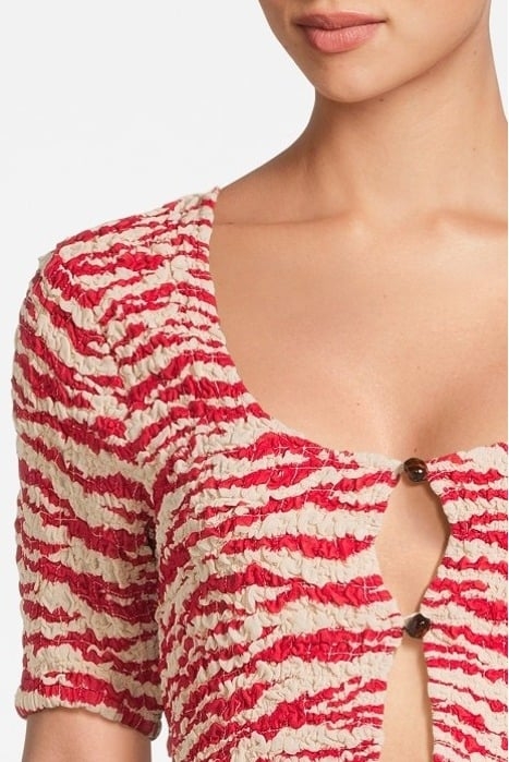 PRINTED LIGHT GEORGETTE CROPPED SMOCK BLOUSE CASTLE WALL 4