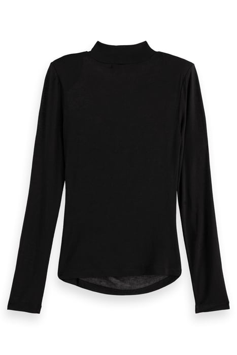 SHOULDER PADDED LONG SLEEVE TOP EVENING BLACK 5
