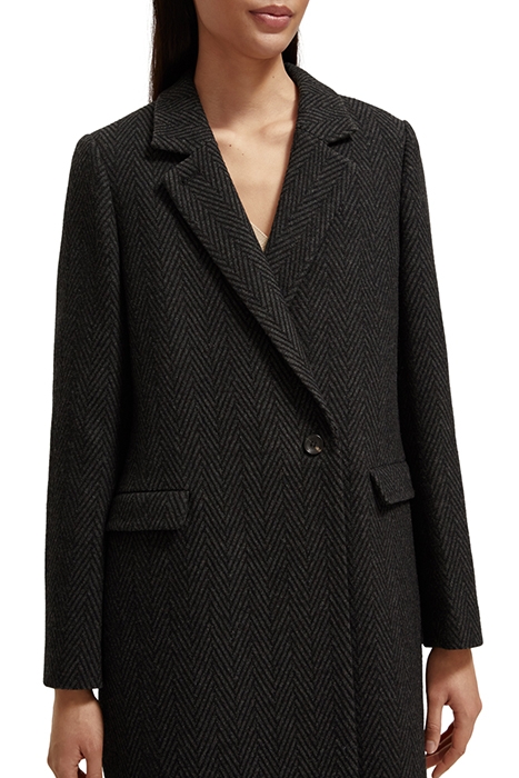 CLASSIC WOOL BLEND TAILORED COAT BLACK HERRINGBONE 6