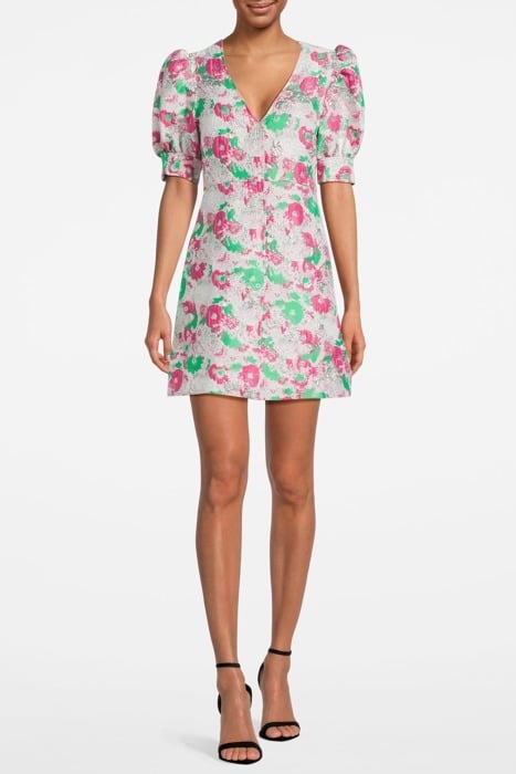 3D JACQUARD BUTTON DOWN MINI DRESS SUGAR PLUM 1