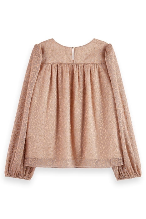 METALLIC BALLOON SLEEVE DRAPEY BLOUSE METALLIC ROSE 5