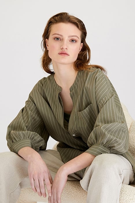 STRIPED ARTIST SHIRT GREEN KELP 5