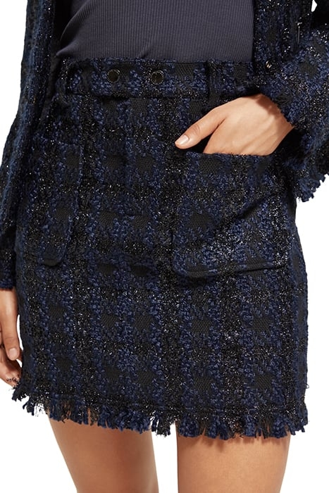 BOUCLE TWEED CHECK HIGH RISE MINI SKIRT NIGHT LUREX HOUNDSTO 7