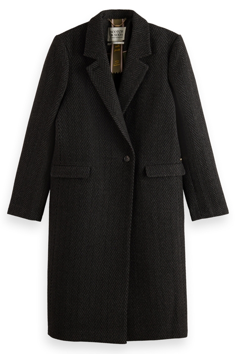 CLASSIC WOOL BLEND TAILORED COAT BLACK HERRINGBONE 3