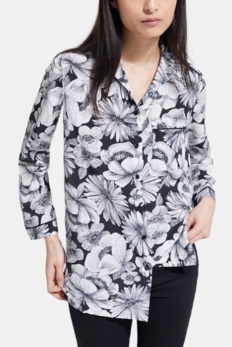 CHEMISE MANCHES LONGUES PRINT ROMANTIC GARDEN BLACK WHITE 1