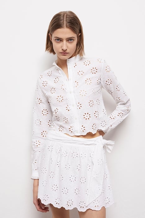 JUPE COURTE ELASTIQUEE EN BRODERIES ANGLAISES WHITE 1