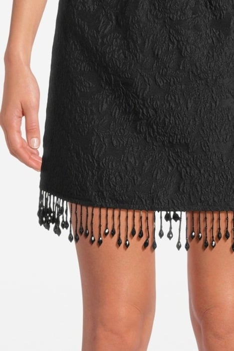 JACQUARD ORGANZA BEAD FRINGE MINI SKIRT BLACK 4