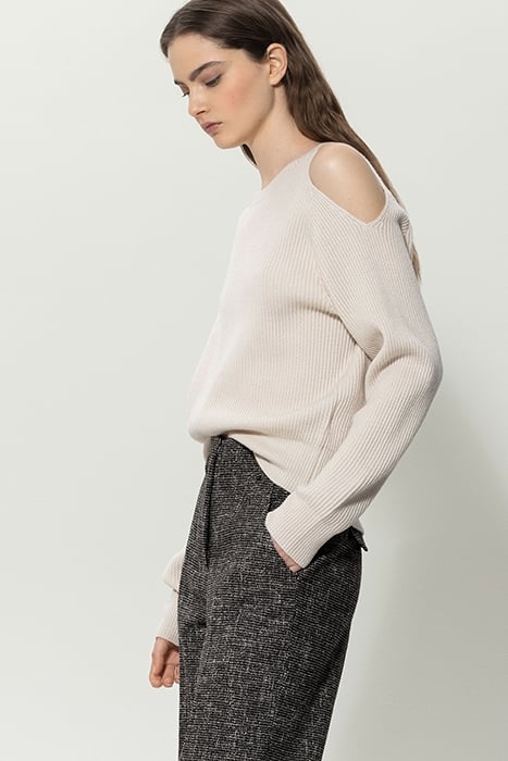 WOOL BLEND CUT-OUT SWEATER CREAM 5