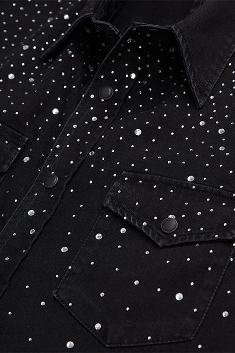 CHEMISE WESTERN BLACK DENIM AVEC STRASS BLACK WASHED 2