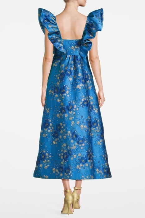 3D JACQUARD RUFFLE MIDI DRESS BRILLIANT BLUE 2