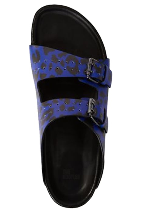 SANDALES EN CUIR IMPRESSION LEOPARD BLUE 1