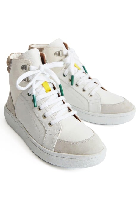 LEATHER SUEDE HI TOP TRAINER WHITE 2