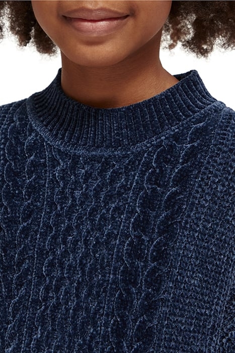 GIRLS CHENILLE CABLE KNIT PULLOVER NIGHT 6
