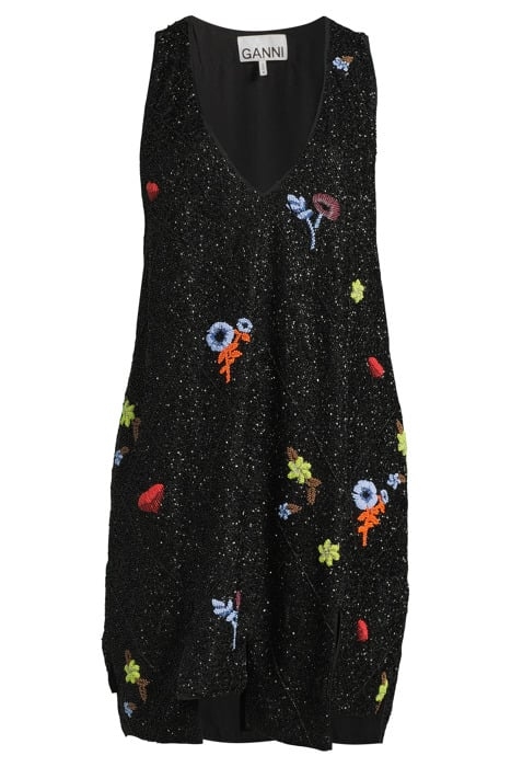 V-NECK PANEL MINI DRESS BLACK 3