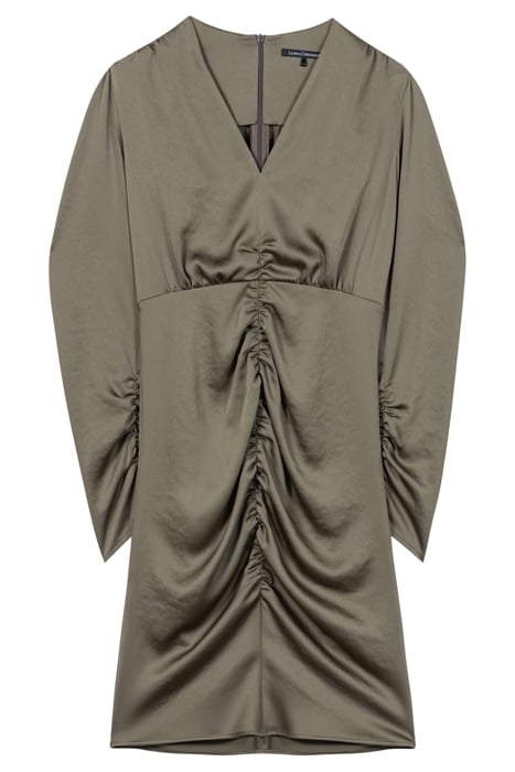 MIDI DRESS WITH RUFFLES GREYISH KHAKI 3