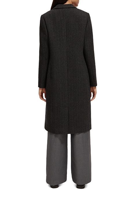 CLASSIC WOOL BLEND TAILORED COAT BLACK HERRINGBONE 2