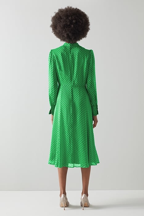 DR MORTIMER TIE NECK GREEN 3