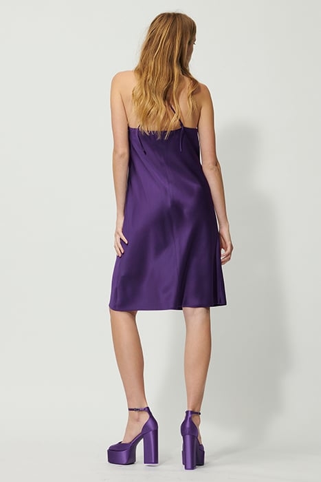 SATIN SLIPDRESS WITH BIAS CUT DEEP PURPLE 2
