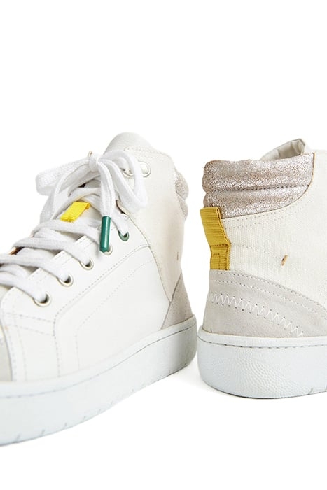 LEATHER SUEDE HI TOP TRAINER WHITE 4