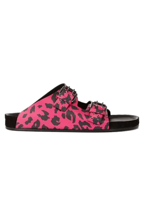 SANDALES EN CUIR IMPRESSION LEOPARD PINK 1