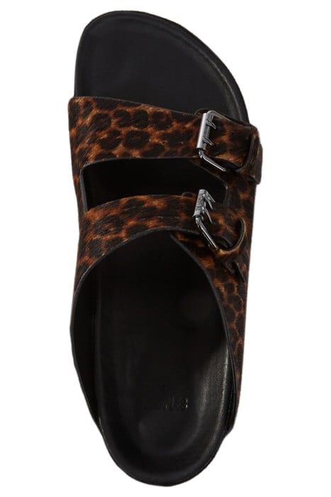 SANDALES EN CUIR ASPECT POULAIN LÉOPARD LEOPARD 3