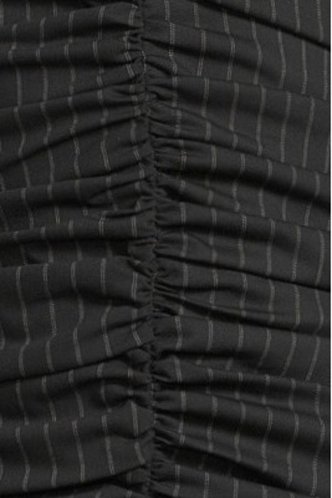 STRETCH STRIPE GATHERED LONG DRESS BLACK 5
