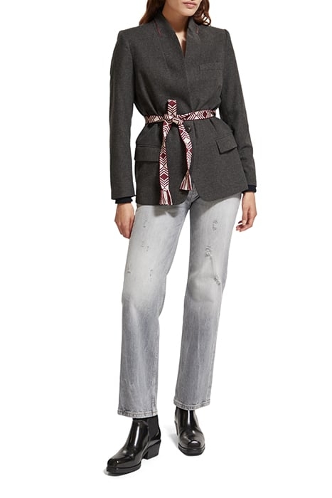 WOOL FLANNEL SINGLE BREASTED BLAZER CHARCOAL MELANGE 3