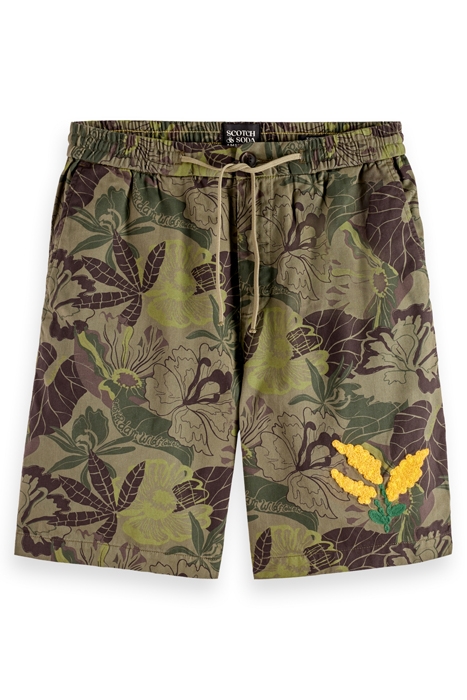 FAVE- PRINTED TWILL BERMUDA SHORT WITH EMBROIDERY CAMO FLORA 4
