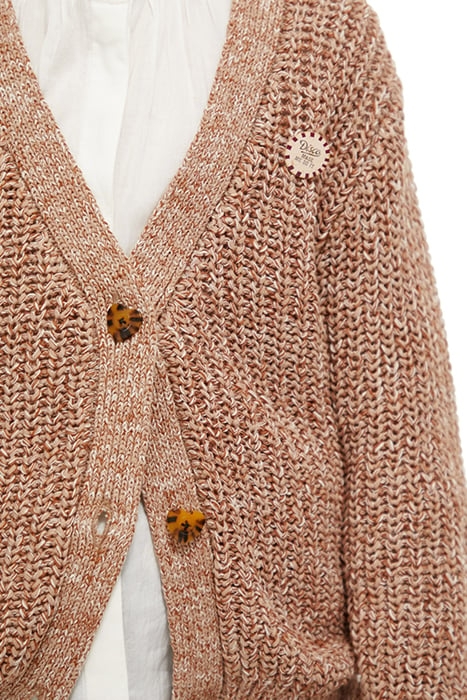 GIRLS KNITTED CARDIGAN SAND CHOCOLATE MELANGE 6