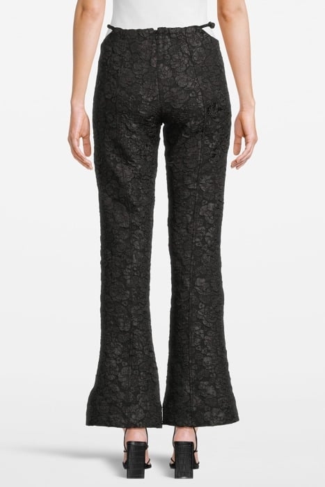 STRETCH JACQUARD FLARED PANTS BLACK 2